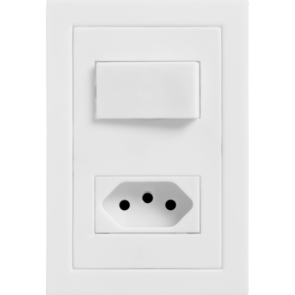 Interruptor Simples + 1 Tomada 10A – Linha Ekron
