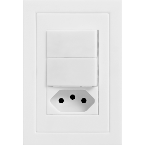 2 Interruptores Simples + 1 Tomada 10A – Linha Ekron